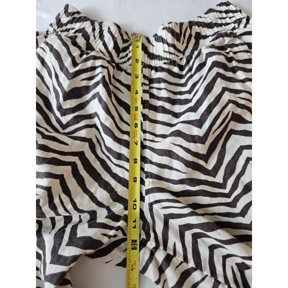 Tahari Brown Striped Zebra Tiger Print Cropped Linen Pants S - Picture 14 of 16